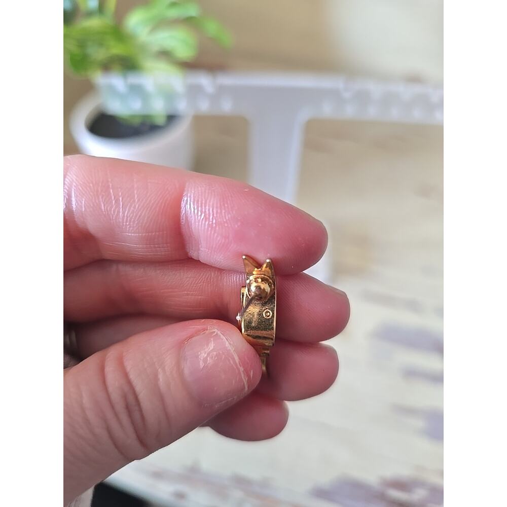 Vtg Monet Gold Tone Festive Folded Ribbon‎ Fashion Jewelry Pierced Stud Earrings - Picture 4 of 5